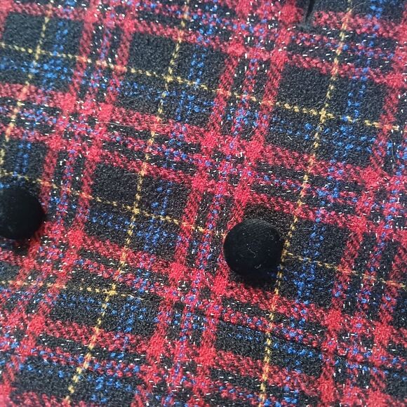 Vintage 90's Jones N.Y. Plaid Double-Breasted Pea Blazer Coat Cropped Wool - Picture 14 of 14